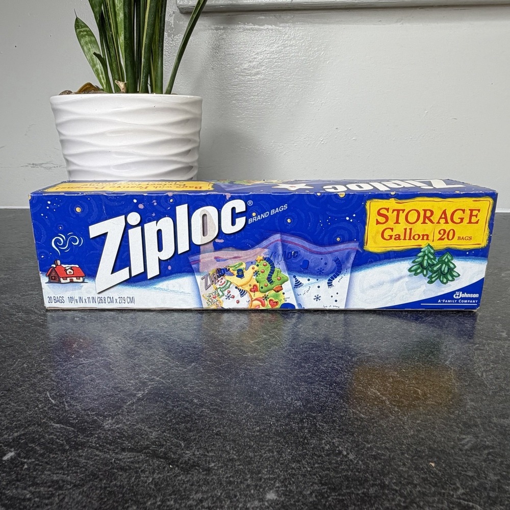 2004 Ziploc Holiday Storage Gallon Bags Festive Double Zipper 20 Count NEW